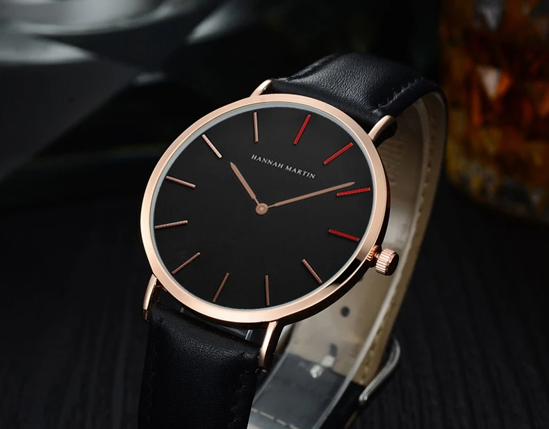 2020 Новый люксовый бренд часы HM Мужские кварцевые наручные модные мягкие кожаные