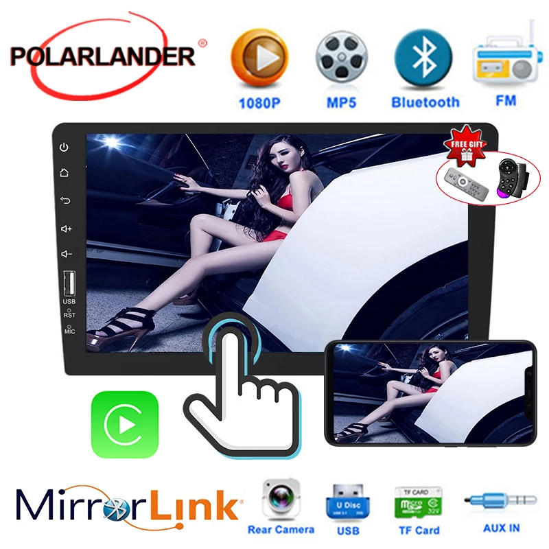 

TF card car play bluetooth MP5 9 inch touch screen FM clock and date rear view camera input