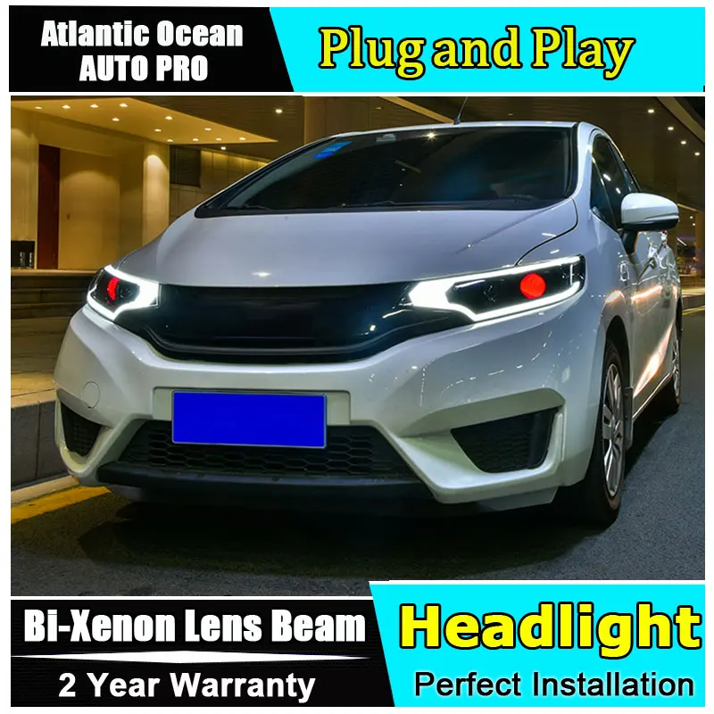 Для Honda Fit головной светильник s 2014 2019 Джаз GK5 модели СВЕТОДИОДНЫЙ Тюнинг