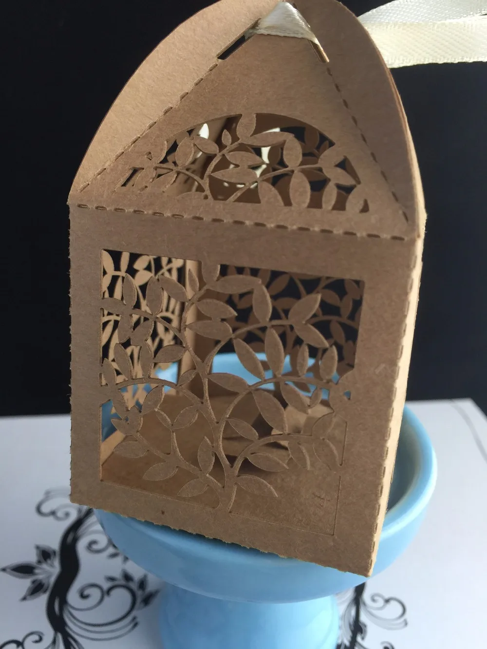 100 шт. гетры с рисунком листьев крафт бумаги Бумага лазерная резка свадебный