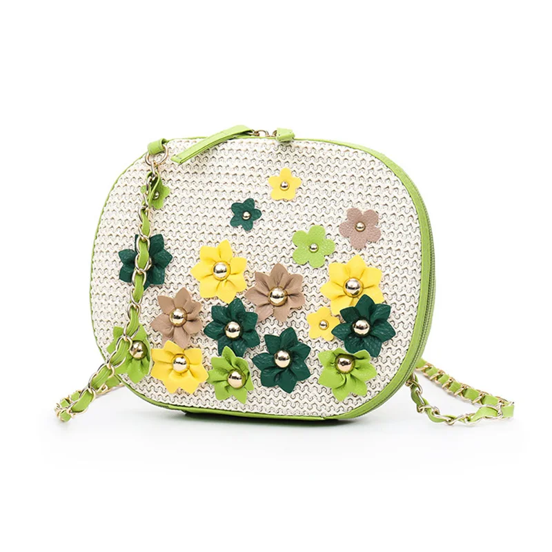 

2018 Hot Sale Women Summer Shoulder Bag Mini Straw Beach Bag Flower Tote Chain Crossbody Bags for Women Sac Bandouliere Femme