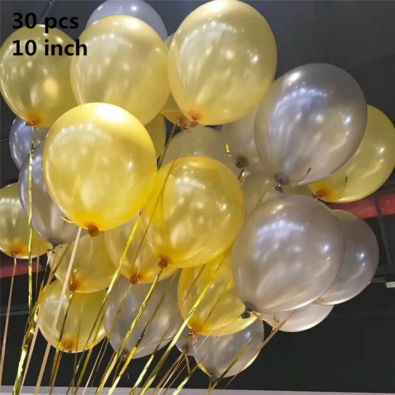 30 шт. 10 дюймов Золото Серебро Черный Розовый латексный воздушные шары на день