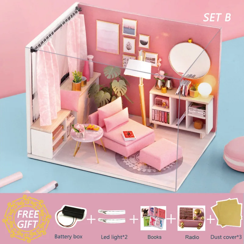H17-B Cutebee кукольный дом мебель миниатюрный кукольный домик DIY миниатюрный дом комната коробка театр игрушки для детей DIY кукольный домик H17-1 - Цвет: H17-B