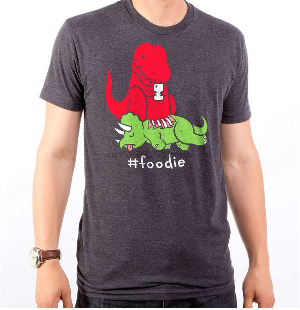 Лето 2019 известный бренд Sad Tyrannosaurus T Rex динозавр Eat triceratops hastag # foodie фото футболка с