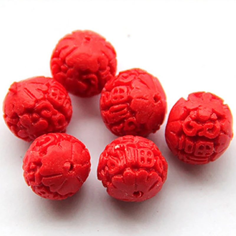 9 мм, 50 шт./лот, красные круглые бусины в форме цветка FU word Lucky Bud Cinnabar для браслета, сделай сам, ювелирные изделия, производящие впечатление, дерево, ювелирное изделие 603