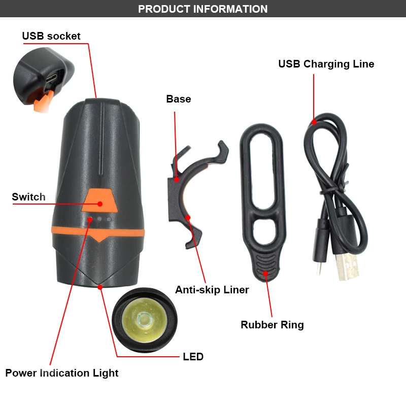 WasaFire USB зарядка 1 * T6 светодиодный велосипедный светильник перезаряжаемый