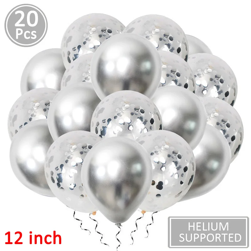 20pcs silver 14 шт смешанных воздушных шаров, детские принадлежности для дня рождения, украшения стола, единорог, для мальчиков и девочек, свадебные украшения для вечеринок - Цвет: 20pcs silver