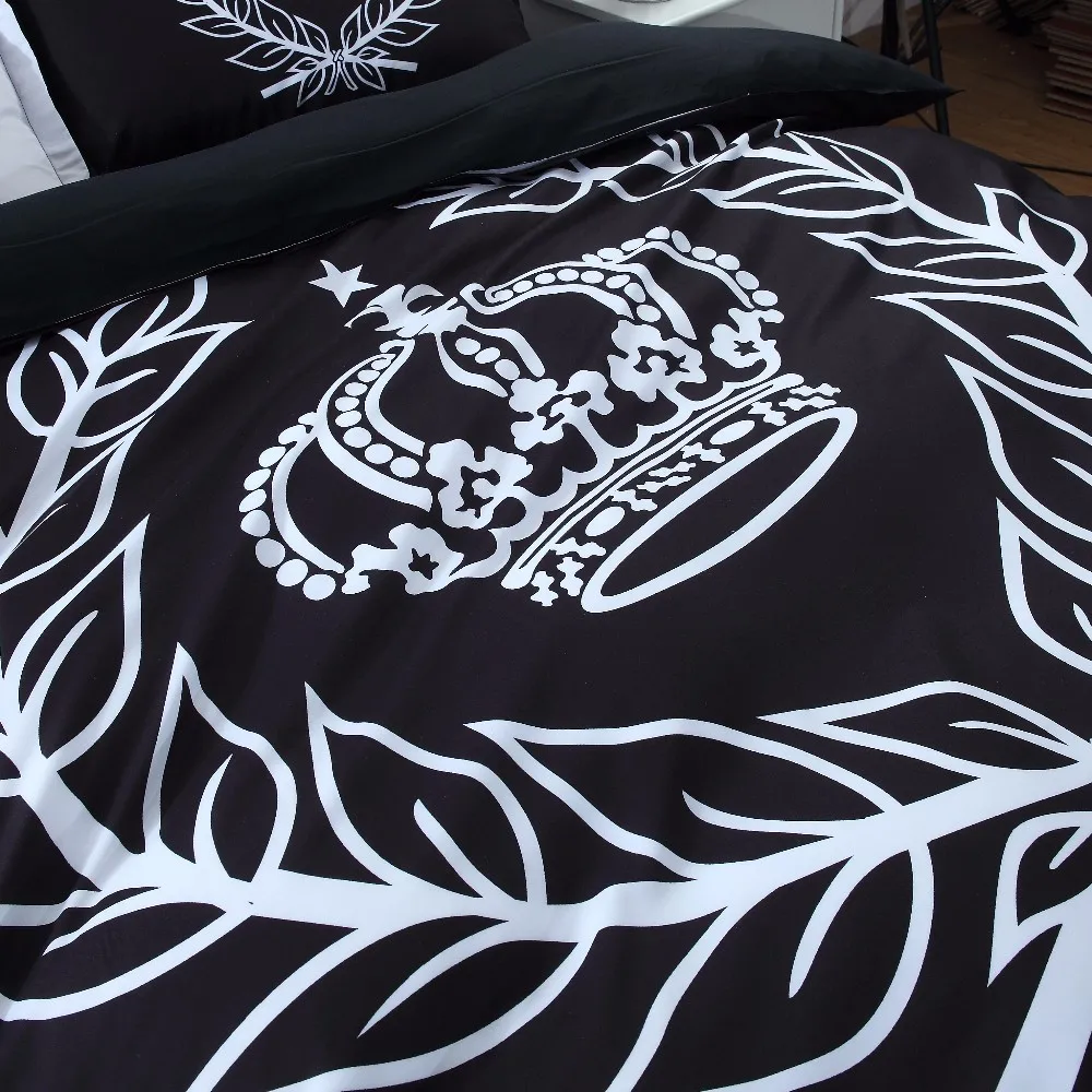 Black Her King Постельные принадлежности Набор корона дизайн 3/4 шт пододеяльник набор