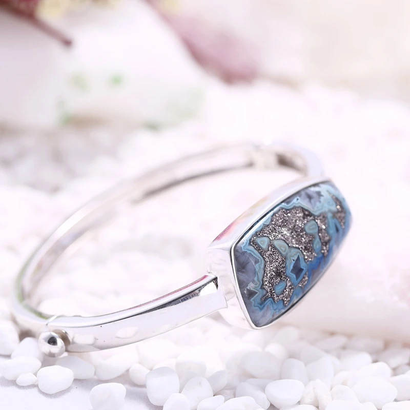 Браслет Drusy из серебра 925 пробы ширина браслета-45 6 мм 31x18x9 31 52 г для вечеринок