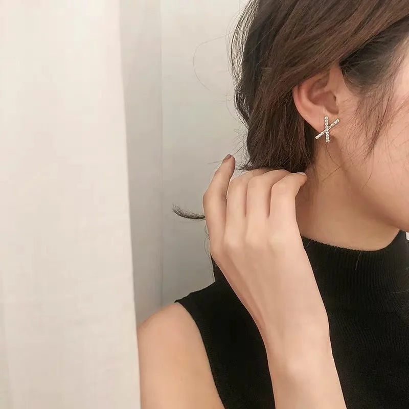 Silver Plated Fashion CZ Dangling Wedding Crystal Pearl Star Heart Cherry Pendant Earrings Stunds ball ear buckle earrings | Украшения и