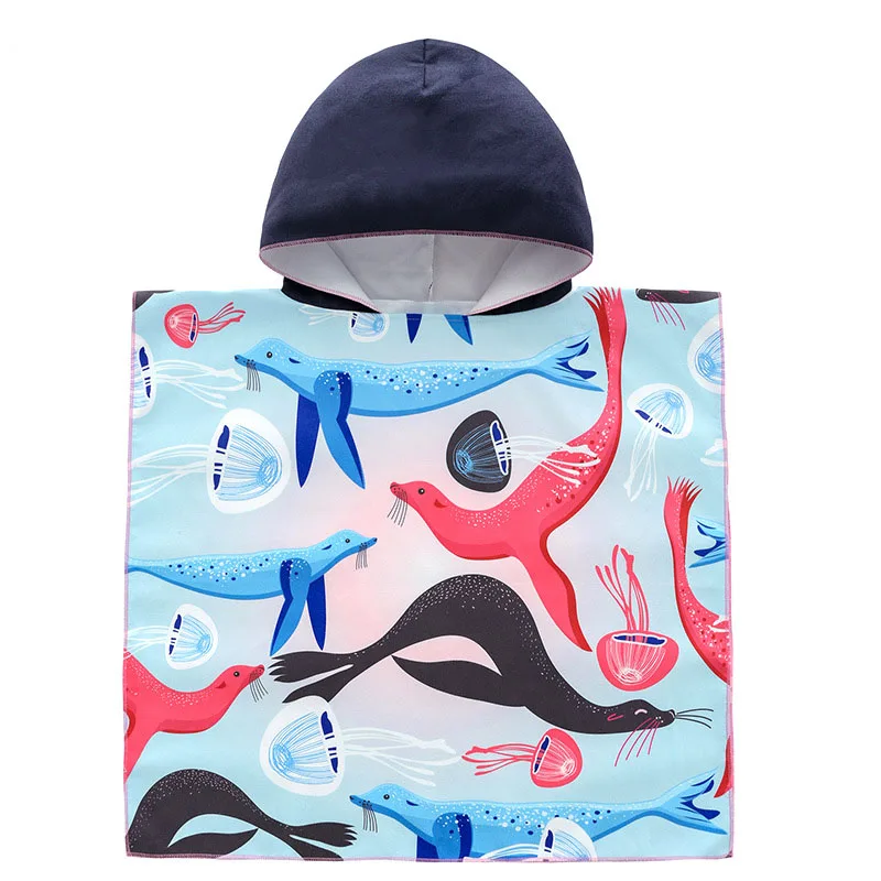 Детское банное полотенце с капюшоном пончо детский банный халат быстро сохнет