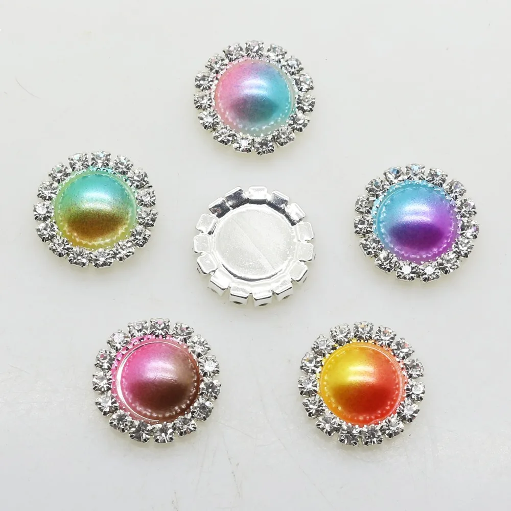 Новинка 10 шт./компл. мм красочная круглая жемчужная Бриллиантовая пуговица брошь