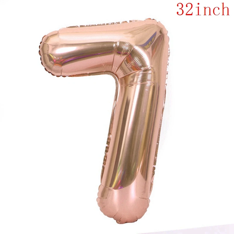 32inch Foil Number 7 Розовое золото конфетти латексные шары набор звезда сердце воздушный шар из фольги День Рождения украшения Дети Свадьба баллон детский душ принадлежности - Цвет: 32inch Foil Number 7