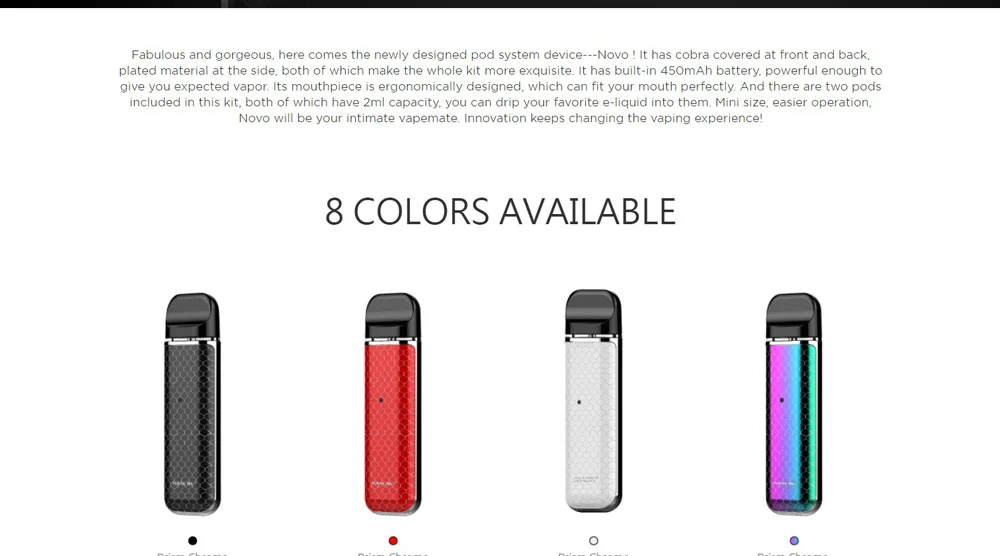 SMOK novo комплект cobra covered pod vape ручка комплект с 450 мАч встроенный аккумулятор 2 мл емкость pod vape картридж vs SMOK novo 2