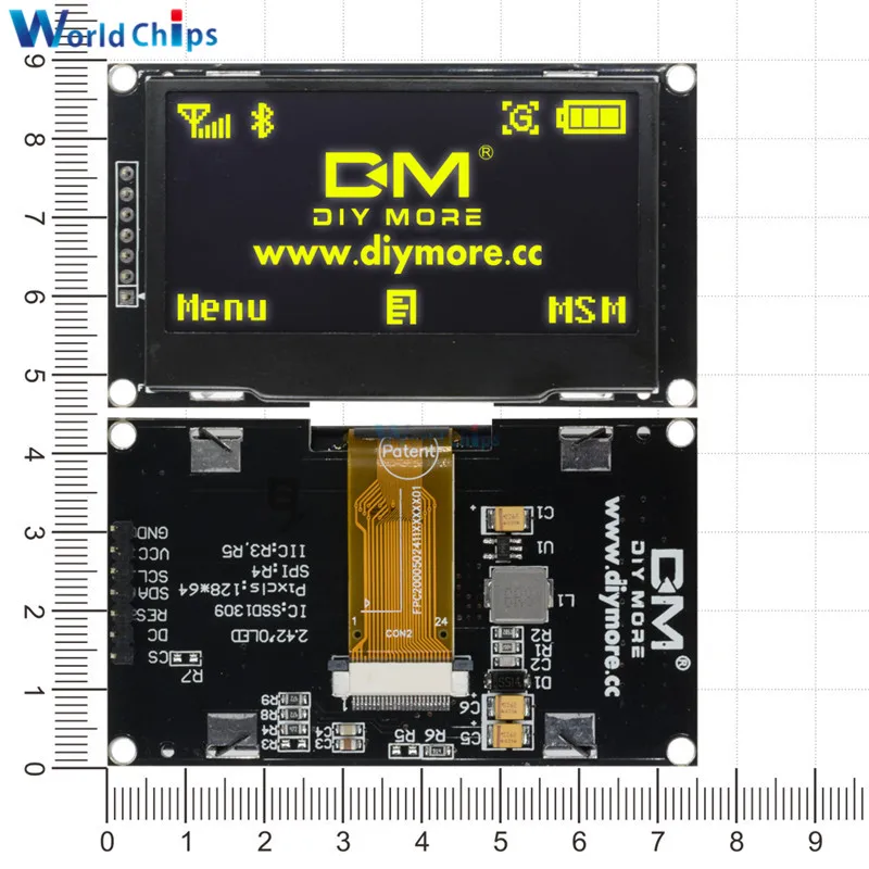 2,4" дюймовый 12864 128*64 OLED дисплей модуль IIC IEC SPI серийный белый/синий/зеленый/желтый ЖК-экран для C51 STM32 SSD1309