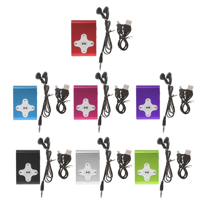 OOTDTY MP3 Mini Clip Metal Music Media Player Support Micro SD Card + USB Cable Earphone | Электроника