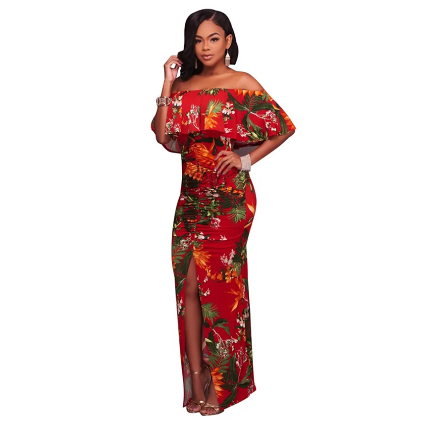 Женское платье с цветочным принтом Tsuretobe длинное платье-бодикон оборками пляжное