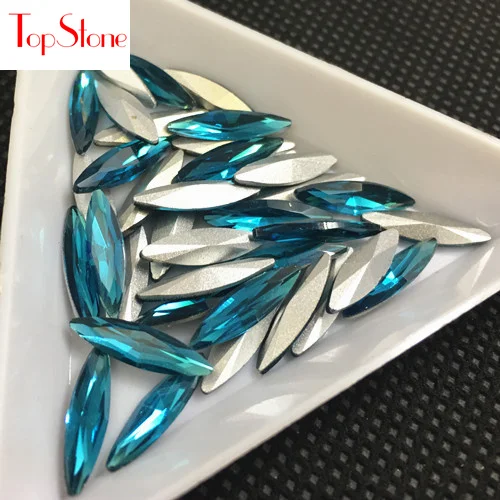 Blue Zircon TopStone 200 шт./пакет 4x15mm Наветт с украшением в виде кристаллов на камне остроконечные Стекло с украшением в виде кристаллов маркиза для выбора ювелирные изделия с блестками для изготовления - Цвет: Blue Zircon