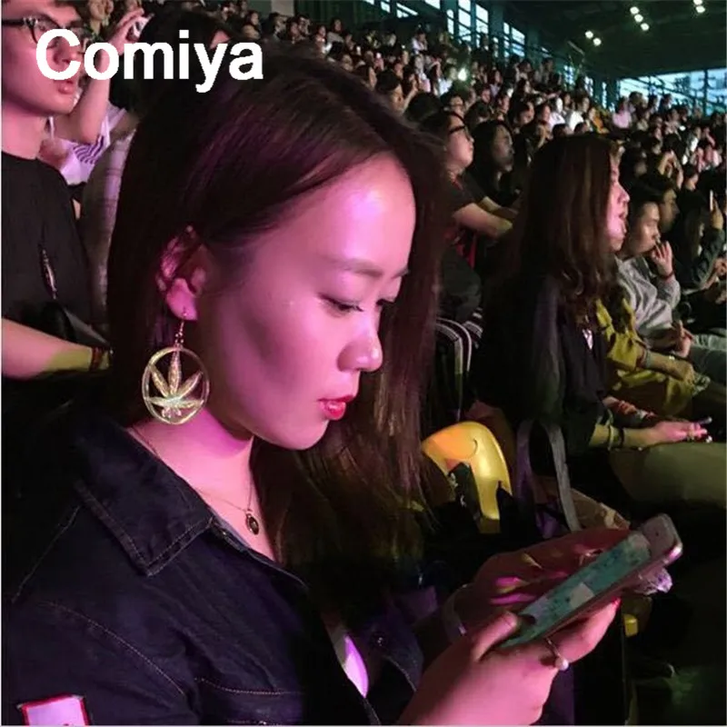 Big round hollow out leaf pendants drop earrings european stylish boucle d'oreille acrylic femme dangle earring indian jewelry |