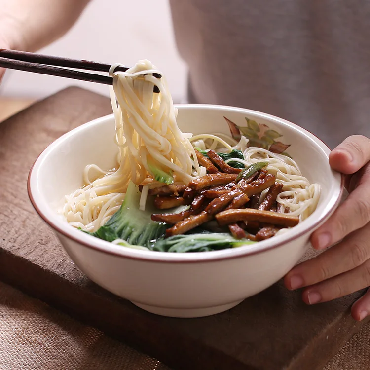 Japan Style Bamboo Plant handpanited ceramic bowls 8 inch porcelain tableware under glazed noodle soup round fruit bowl | Дом и сад