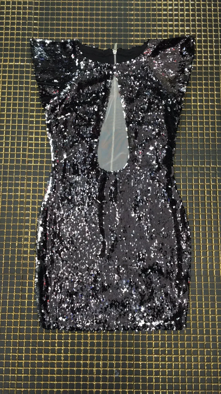 

Elegant high quality serxy women 2018 black sequined round neck short sleeve bodycon bandage dress dropshipping