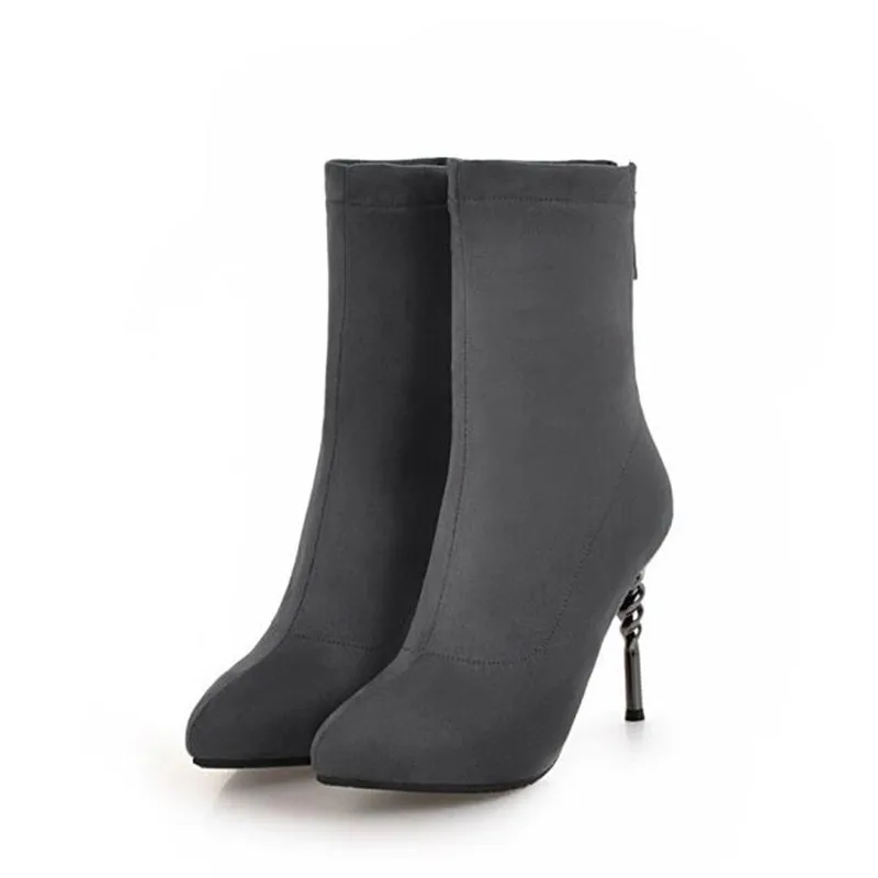 winter  New pattern fashion Europe and America Cusp black sexy Thin leg Short boots Fine heel Add wool Keep warm Women Boots