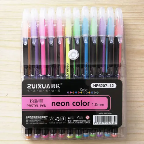 12 pcs pastel color 12 шт./компл. Цвета гелевые ручки 48-Цвет заправка гелевая ручка с блестками, способный преодолевать Броды для взрослых Цвет ing книги журналы для рисования маркер для рисования стационарный ручка - Цвет: 12 pcs pastel color