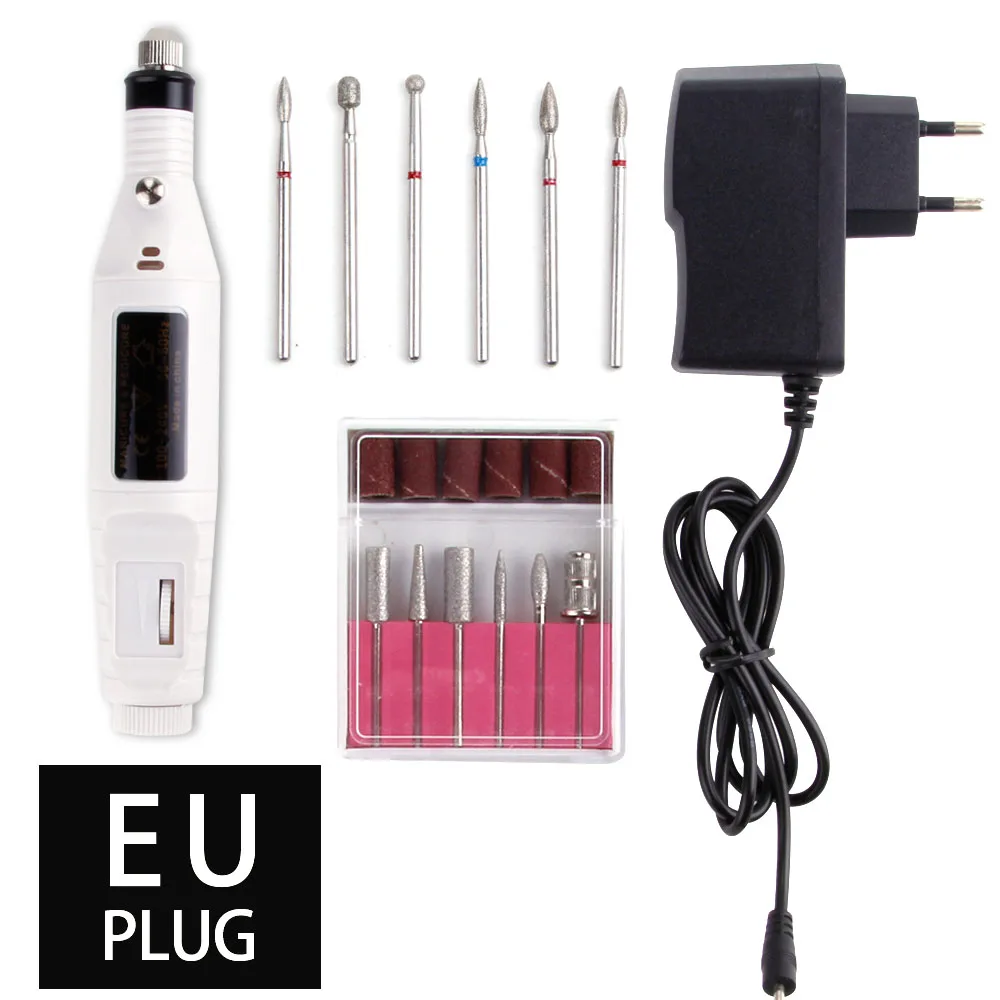 White Pen Set9 Электрическая дрель для ногтей аппарат для маникюра гель для удаления кутикулы Фрезерное долото набор инструментов для педикюра профессиональный дизайн ногтей - Цвет: White Pen Set9