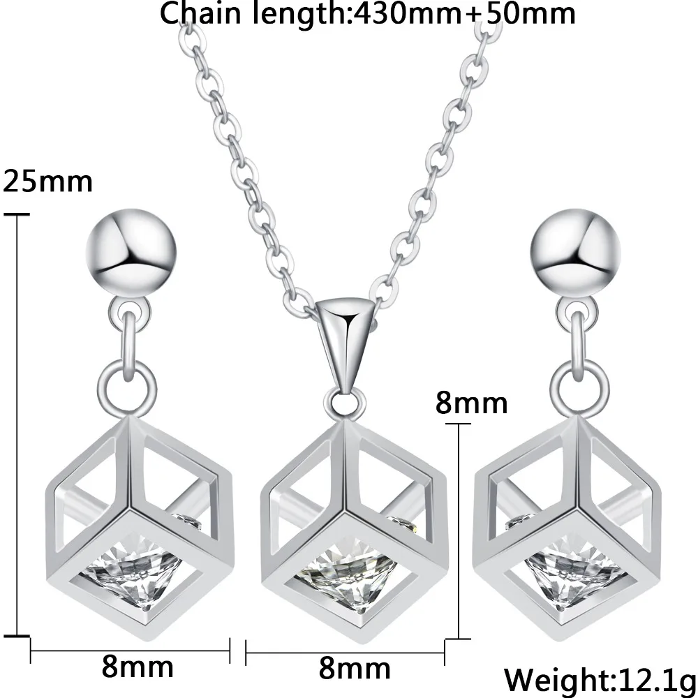 2016 Классические женские наборы свадебных ювелирных изделий с белым кубическим