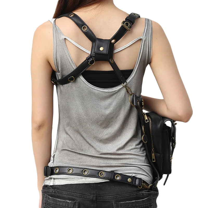 Мужская кожаная сумка в стиле стимпанк Norbinus панк с заклепками на плечо через