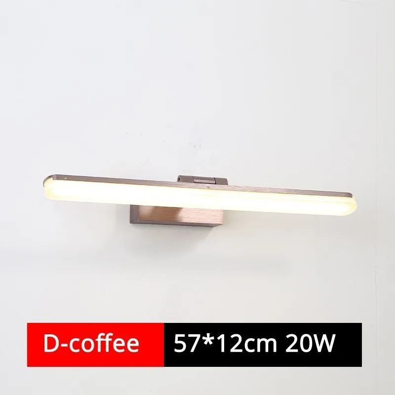 D coffee 57cm 16 Вт 24 Вт современный противотуманный водонепроницаемый акриловый зеркальный светильник светодиодный настенный светильник для ванной комнаты серебряный кофе Внутреннее освещение светильник бра для дома - Цвет абажура: D coffee 57cm
