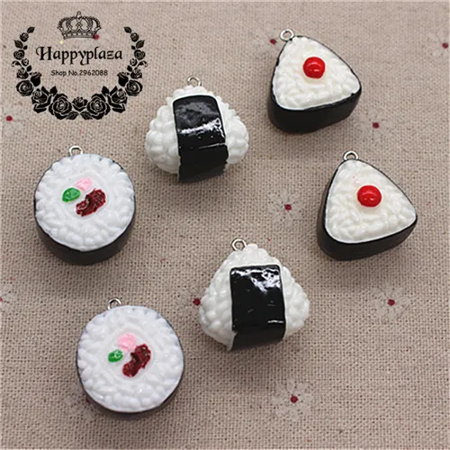 mix 6pcs 6 шт. милый 3D смолы суши моделирование миниатюрный японский еда художественный амулет DIY ремесло украшения, около 25 мм - Цвет: mix 6pcs