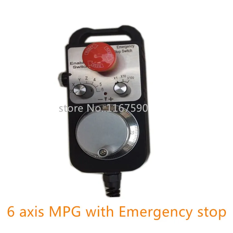 

Free shipping Pendant Handwheel with Emergency Stop,6 axis manual pulse generator MPG for Siemens, MITSUBISHI, FANUC