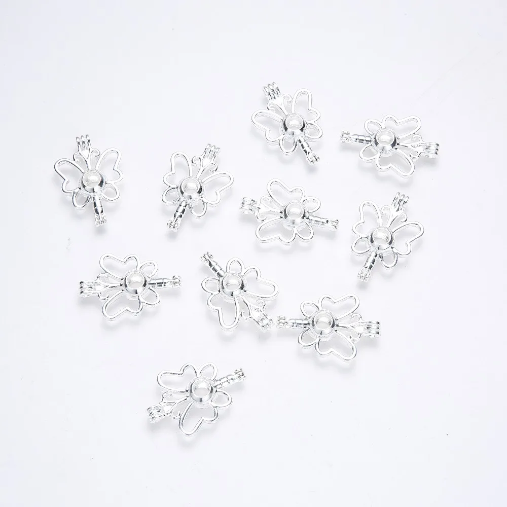 10 шт Серебряный тон смешанный стиль медные жемчужные бусины клетка медальоны