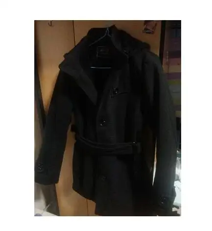 Мужское шерстяное пальто с капюшоном утепленное длинное бархатной подкладкой