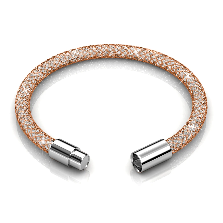 Rose gold MALANDA брендовые новые модные сетчатые браслеты с кристаллами от Swarovski браслеты для женщин Роскошные свадебные украшения Рождественский подарок - Окраска металла: Rose gold