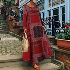 Женское платье-макси с цветочным принтом, длинным рукавом