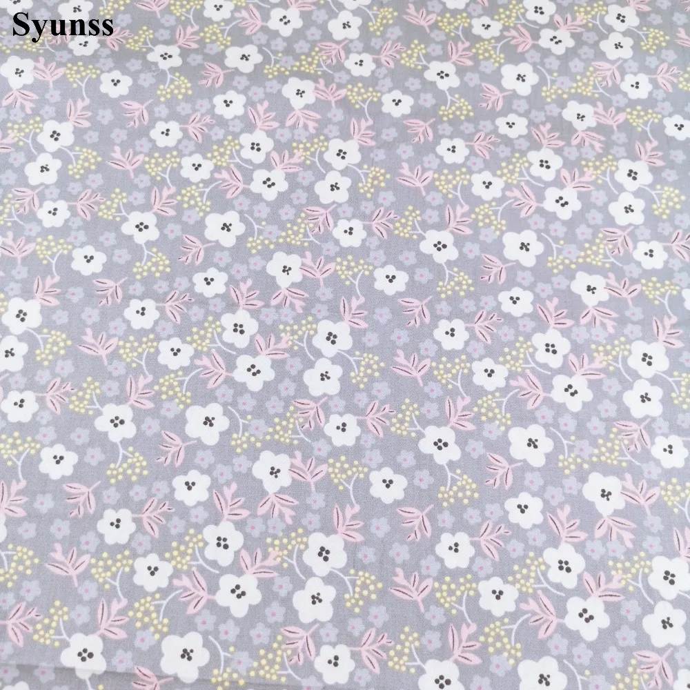Syunss Diy Лоскутная Ткань для квилтинга детские кроватки подушки платье Шитье Tissus серый розовый цветочный принт хлопок ткань Tecido