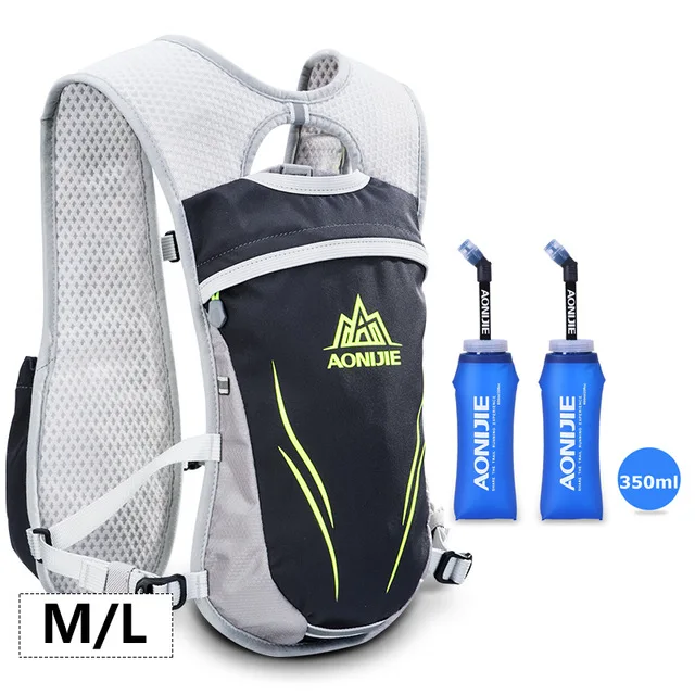 Gray ML 2x350ml AONIJIE 5.5L мужской женский гидратационный рюкзак походная дорожка для бега Гонки Велоспорт Кемпинг марафон рюкзак сумка 2 350 мл мягкая фляжка - Цвет: Gray ML 2x350ml