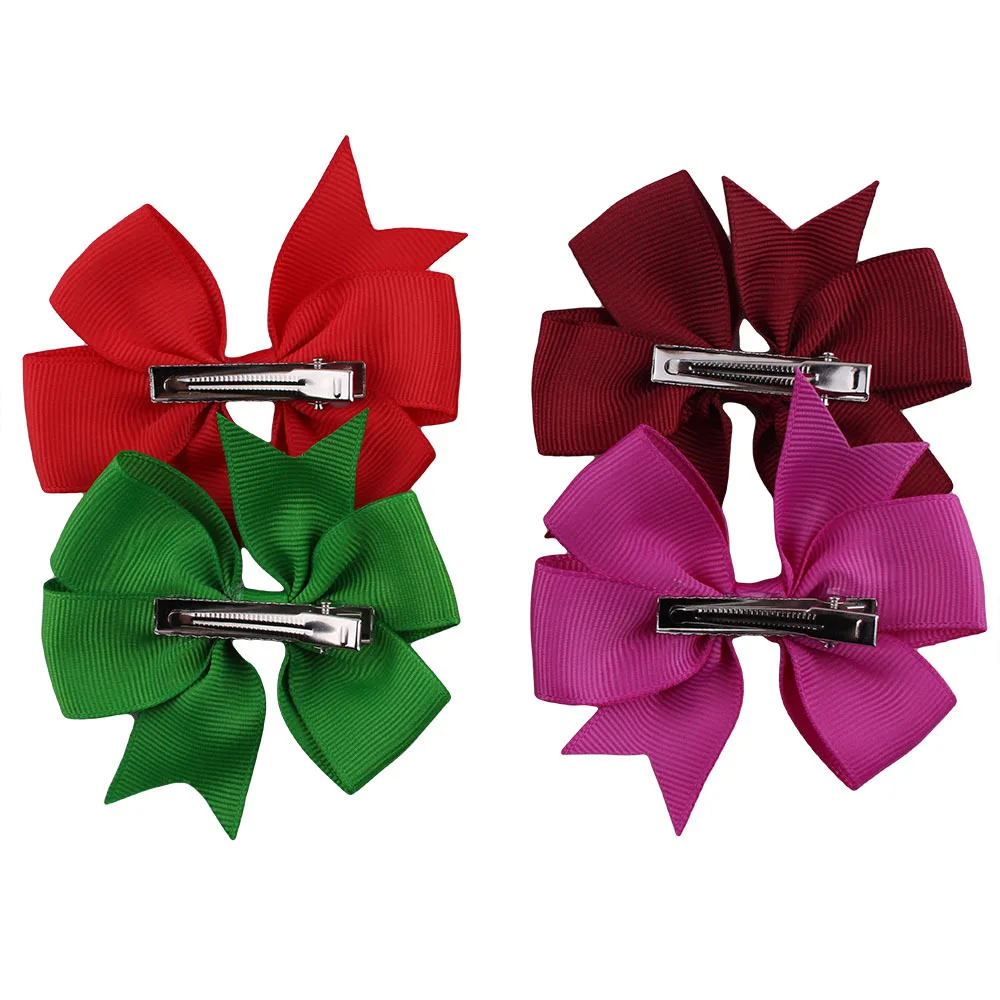 Детские ребристые бант для девочек Ленточные заколки для волос Красочные заколки детские головные уборы с бантом v-образной формы