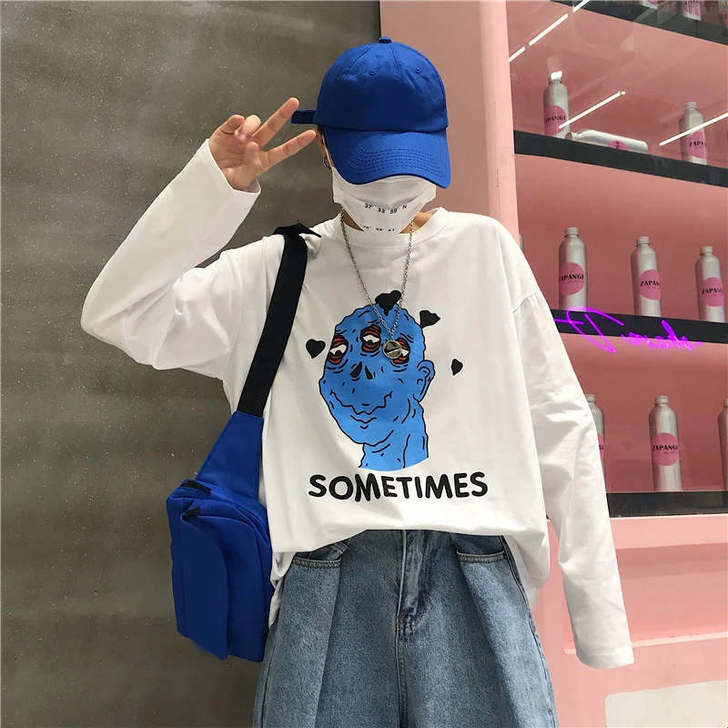 Polera Mujer, весенне-летняя футболка, женская одежда в Корейском стиле, Ulzzang, Harajuku, мультяшная забавная футболка, женские топы с коротким рукавом - Цвет: see chart