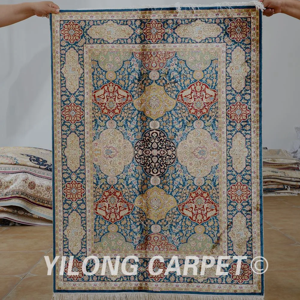 Yilong 3 'x 4' Античный Восточный темно-синий Древо жизни ковер изысканные