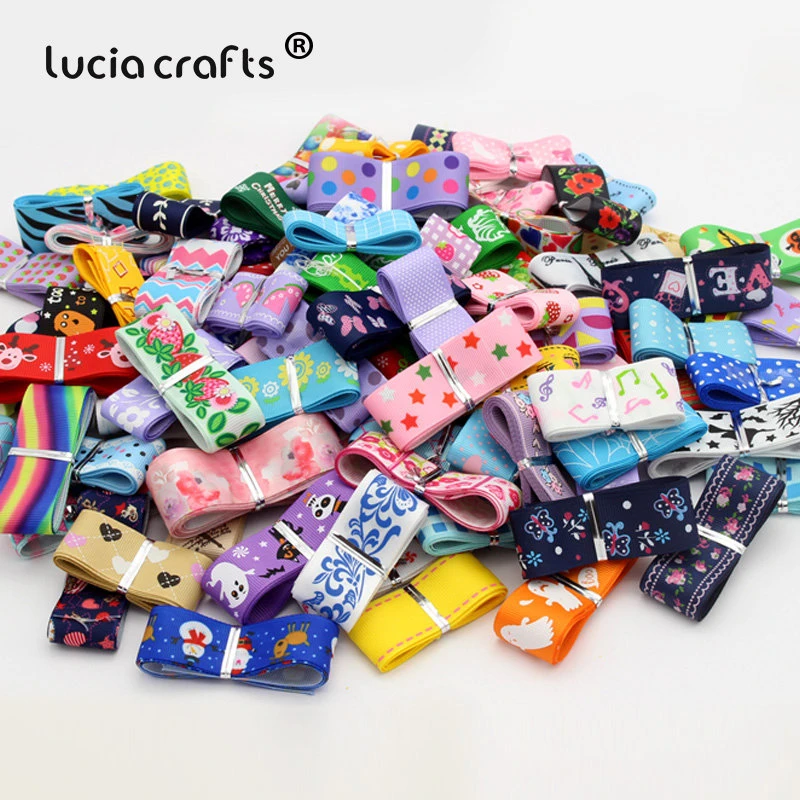 Lucia crafts 10 ярдов/партия Случайные Смешанные печатные корсажные ленты DIY ручной работы подарок/упаковка/бант для волос атласные материалы T0202