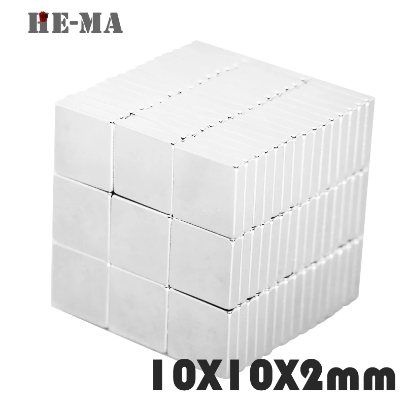 Imanes 50 шт. 10x10x2 неодимовый магнит постоянный супер сильный мощный магнитный он ма