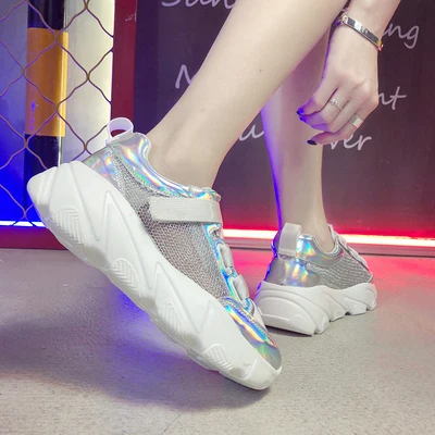 Модные Разноцветные Женские Кроссовки Осень Зима tenis feminino Леди Толстая подошва увеличение comfortabe spadrilles