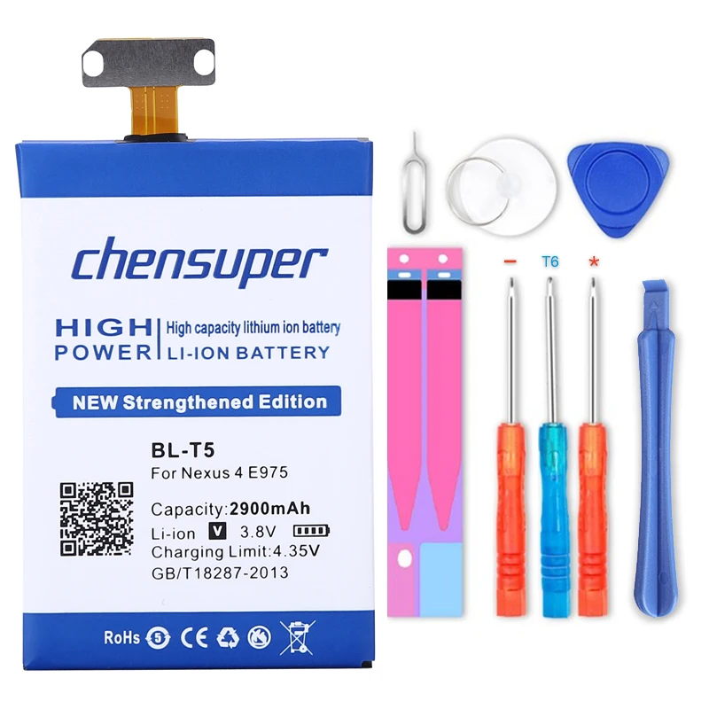 

Chensuper 2900mAh BL-T5 для LG Nexus 4 батарея E975 E973 E960 F180 LS970 Optimus G E970 Nexus4 для GOOGLE Nexus 4 батарея