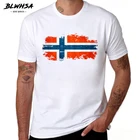 Мужская хлопковая футболка BLWHSA, с принтом норвежского флага, с коротким рукавом