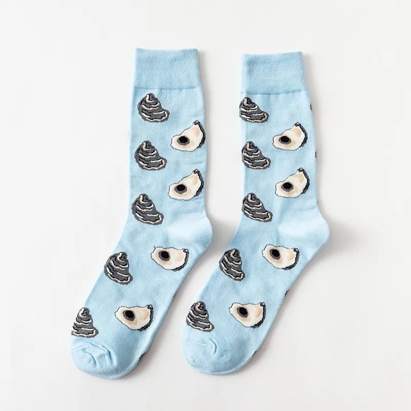 1 Pair E V-Hanver, новинка,, 5 цветов, мужские Модные носки, хлопковые цветные мужские носки, новинка, с рисунком морских животных, для подарка на Рождество - Цвет: 1 Pair E