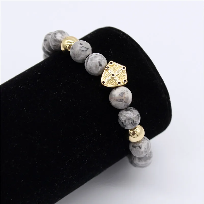 2 шт./компл. Серый Белый Браслет из бусин натурального камня|Плетеные браслеты| |