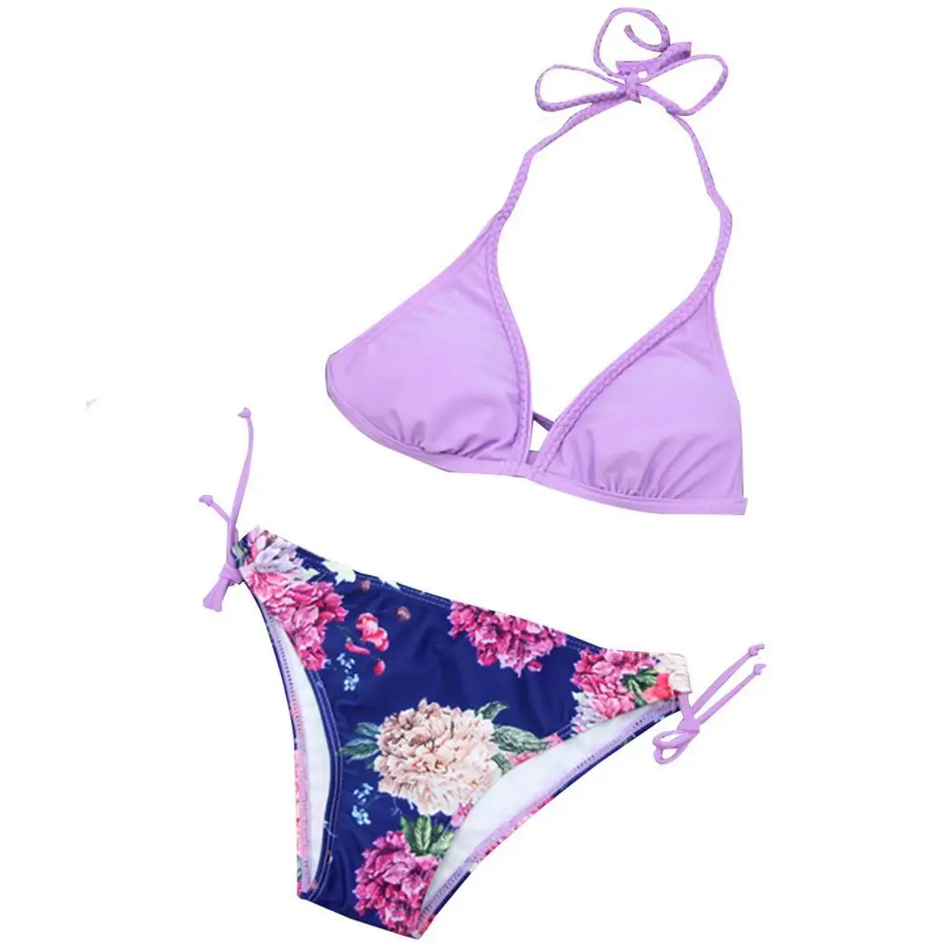 Женский Холтер без рукавов цветочный принт низ мода Да Пляж Лето бикини